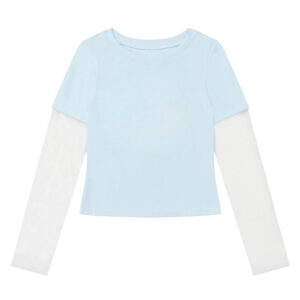 Vintage Inspired Blue Contrast Long Sleeve