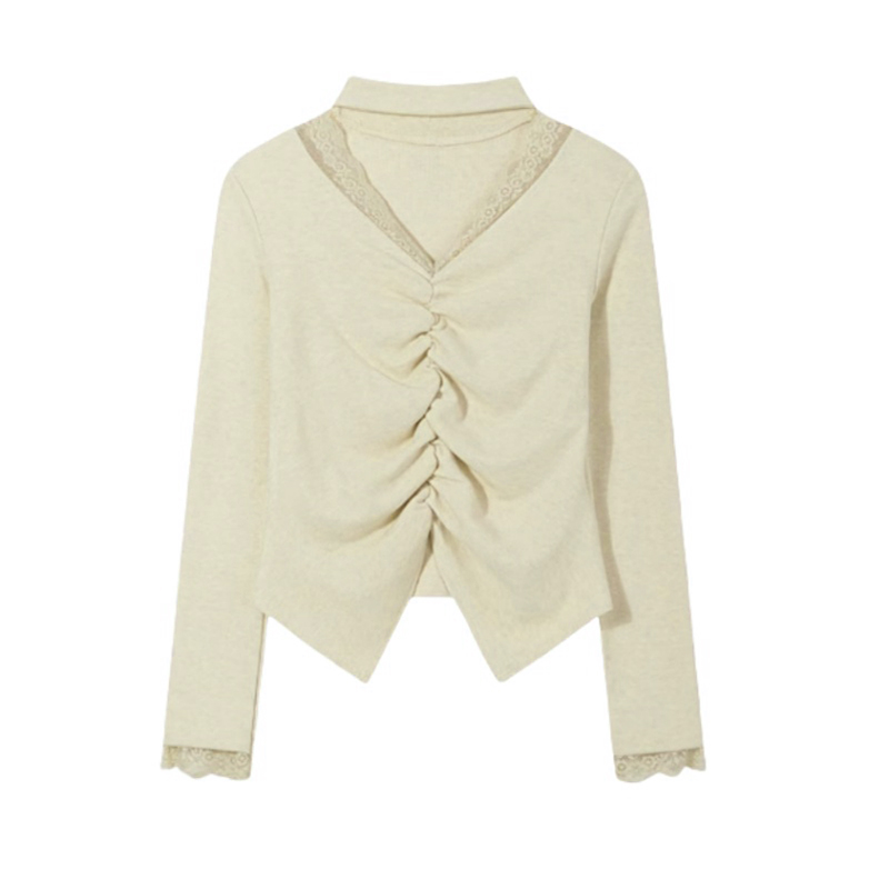 Slim Fit Lace Accent Long Sleeve