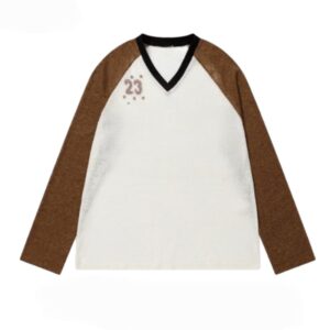 Retro Casual Sports V-Neck Long Sleeve