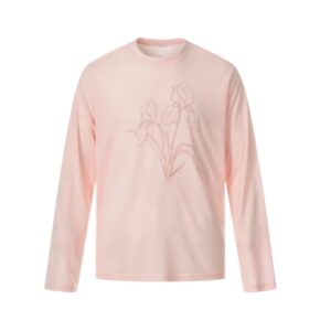 Minimalist Floral Print Long-Sleeve Top — Pink