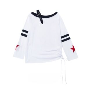 Minimalist Sporty Off-Shoulder Long-Sleeve Top