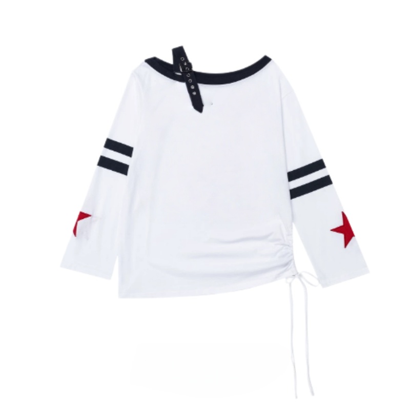 Minimalist Sporty Off-Shoulder Long-Sleeve Top