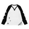 Casual Raglan Long-Sleeve Top — Black & White Color-Block